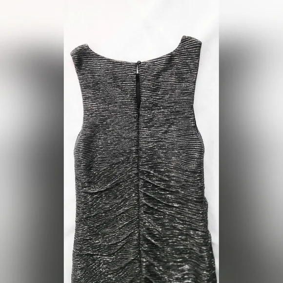 NWOT! Line & Dot Metallic Anthro Charcoal Olivia Mesh Women's Midi-Dress Small - Picture 8 of 17